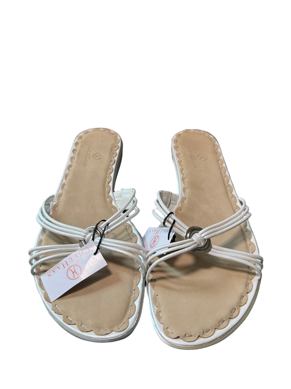 Cole Haan White Multi-Strap Ring-Accent Slide Sandals Size 9.5 NWT